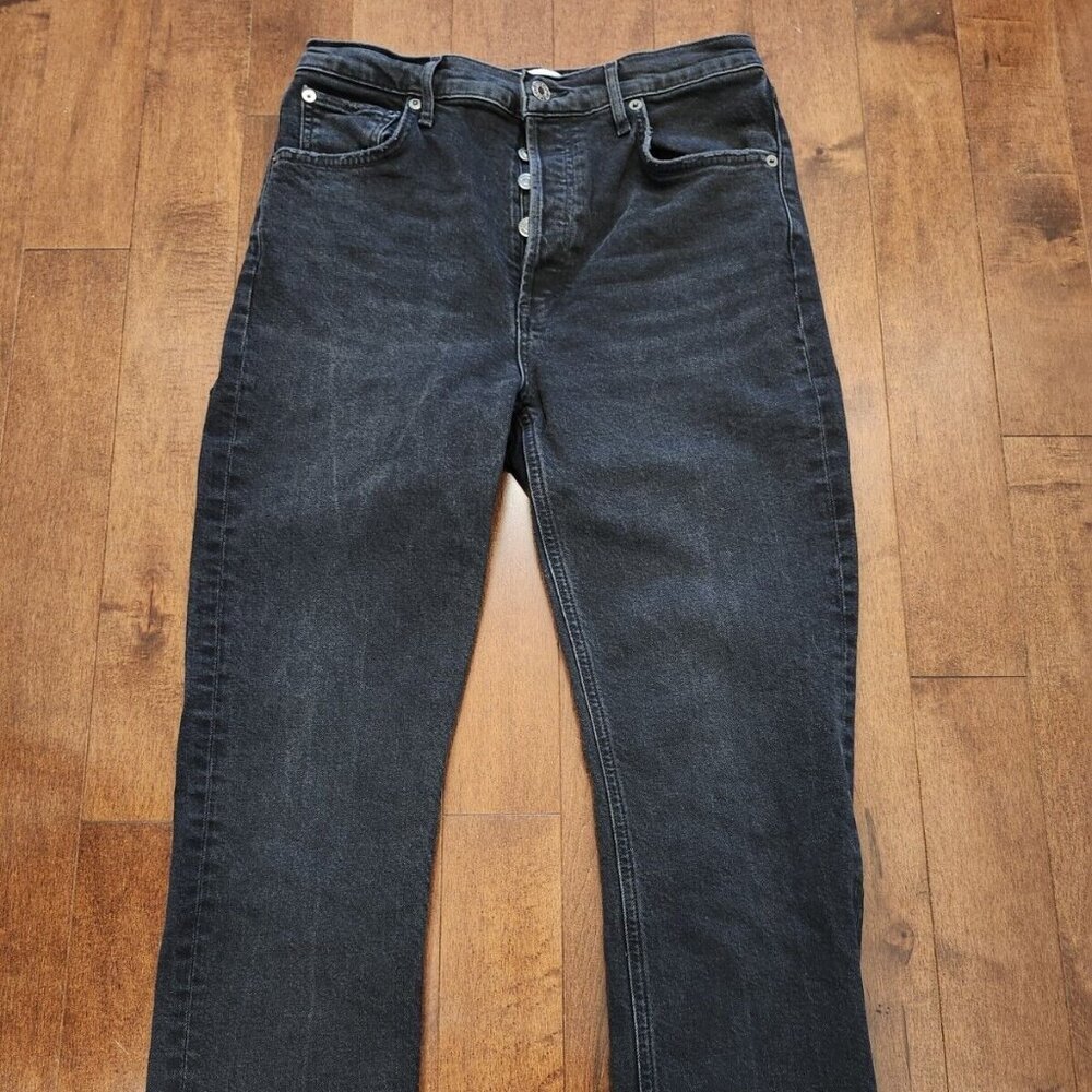Agolde women's black wash straight leg jeans organic cotton size 28